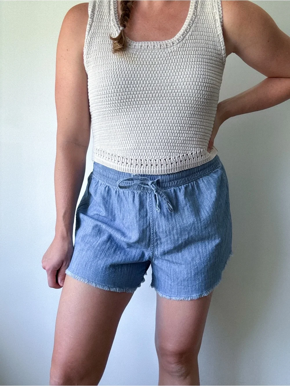 GAP Light Blue Drawstring Denim Shorts